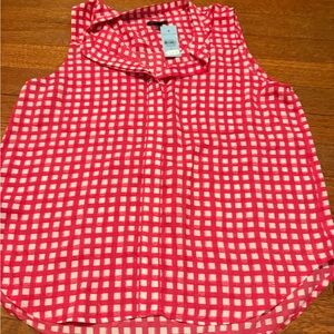 Ann Taylor Red and White Checkered Blouse